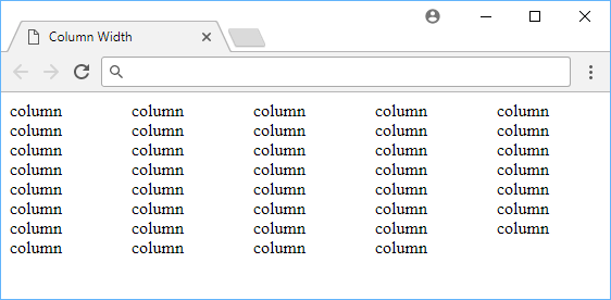 Using column width to set up columns.
