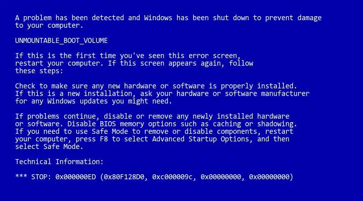 A Windows blue screen of death, the ultimate fatal error.