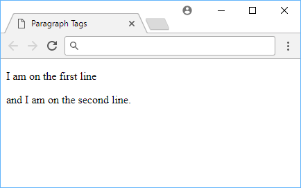 Paragraph tags start on a new line.