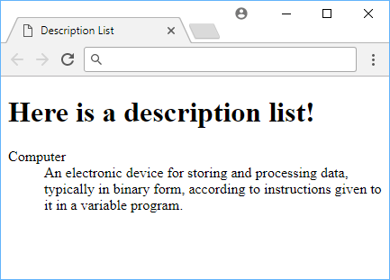 How a description list looks like.