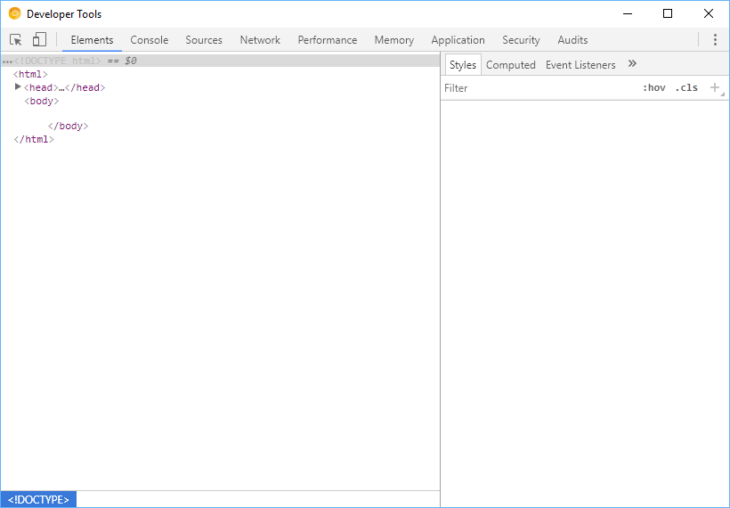 The Developer Tools window in Chrome.