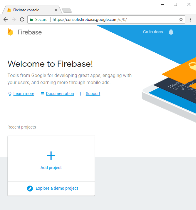 Firebase getting started page.
