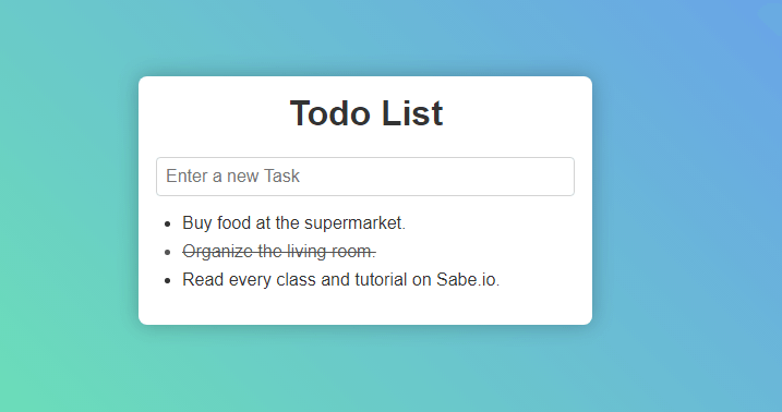 The todo list app we'll be building.