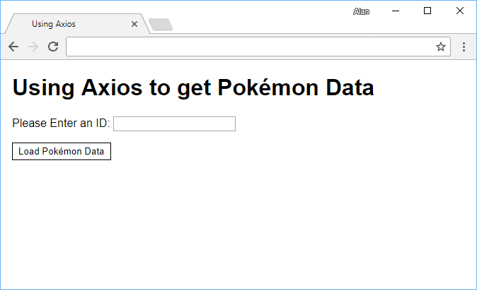 The app before the request is issued.