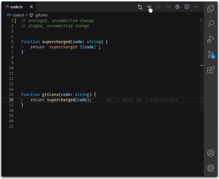 GitLens extension in Visual Studio Code