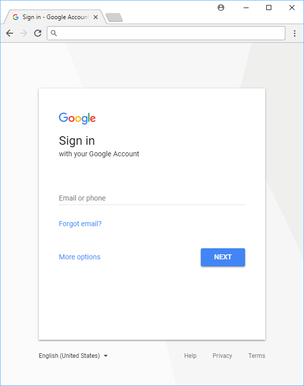 The Google sign-in page.