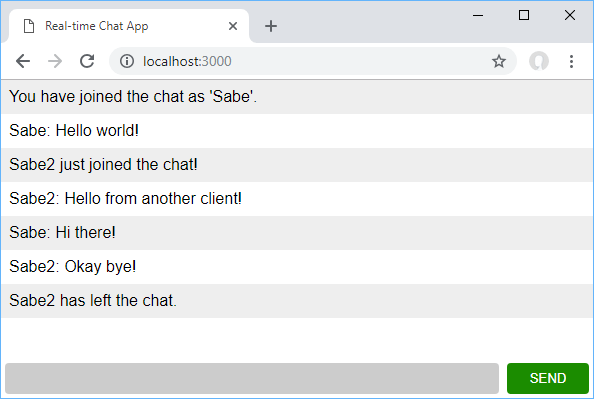Node js chat application